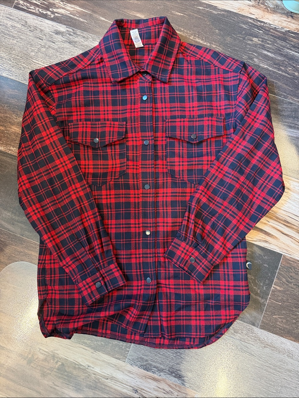 ZYIA Active Red Lumberjill Shirt Jacket Plaid Snap Front Women’s S